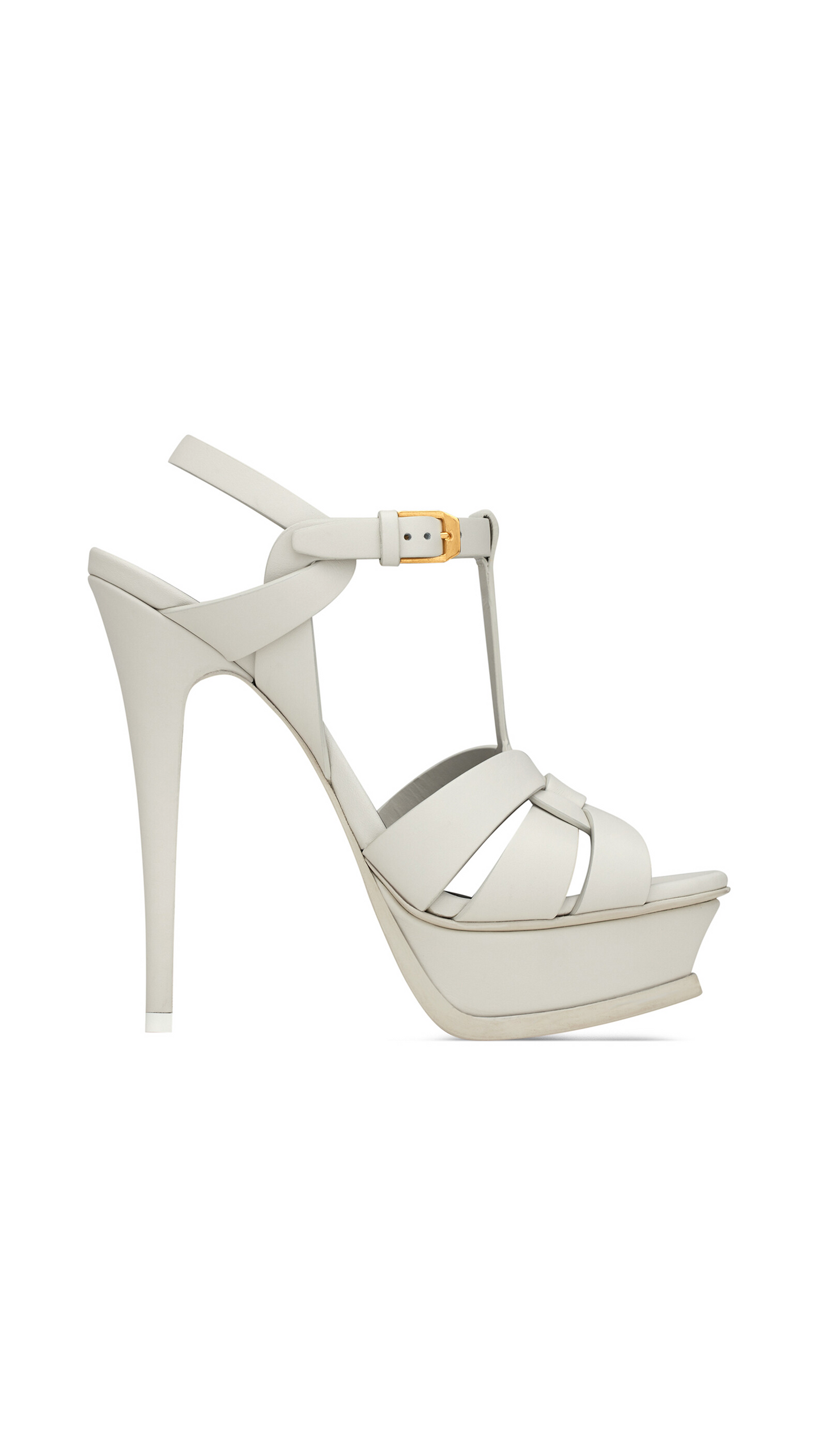Tribute Platform Sandals in Smooth Leather - White
