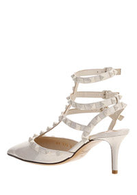 Rockstud  Pumps with Tonal Studs - White