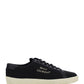 Court Classic SL/06 Embroidered Sneakers In Canvas And Smooth Leather - Black