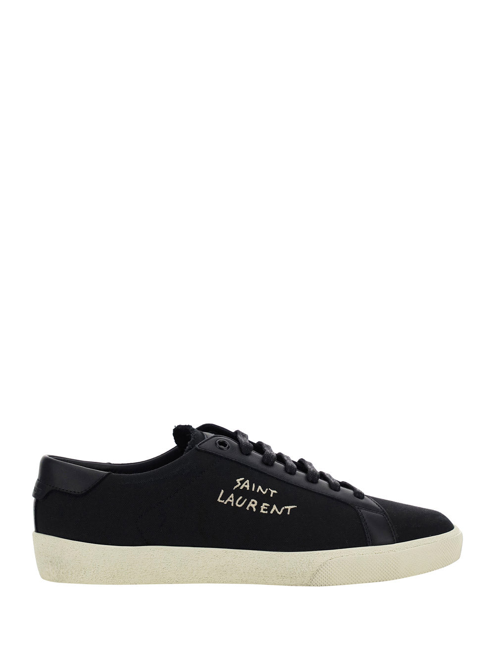 Court Classic SL/06 Embroidered Sneakers In Canvas And Smooth Leather - Black