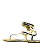 Laminated Nappa Leather Padlock Thong Sandal - Gold