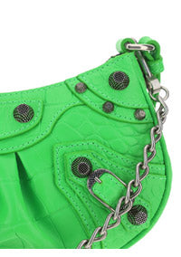 Le Cagole Mini Purse With Chain Crocodile Embossed - Green