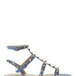 Rockstud Flat Calfskin Sandal with Straps - Azure