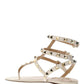 Rockstud Calfskin Flat Flip-Flop Sandal - Light Ivory