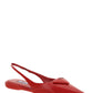 Brushed Leather Slingback Ballerinas - Red