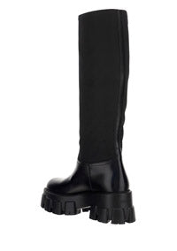 Brushed Leather and Re-Nylon Boots - Black