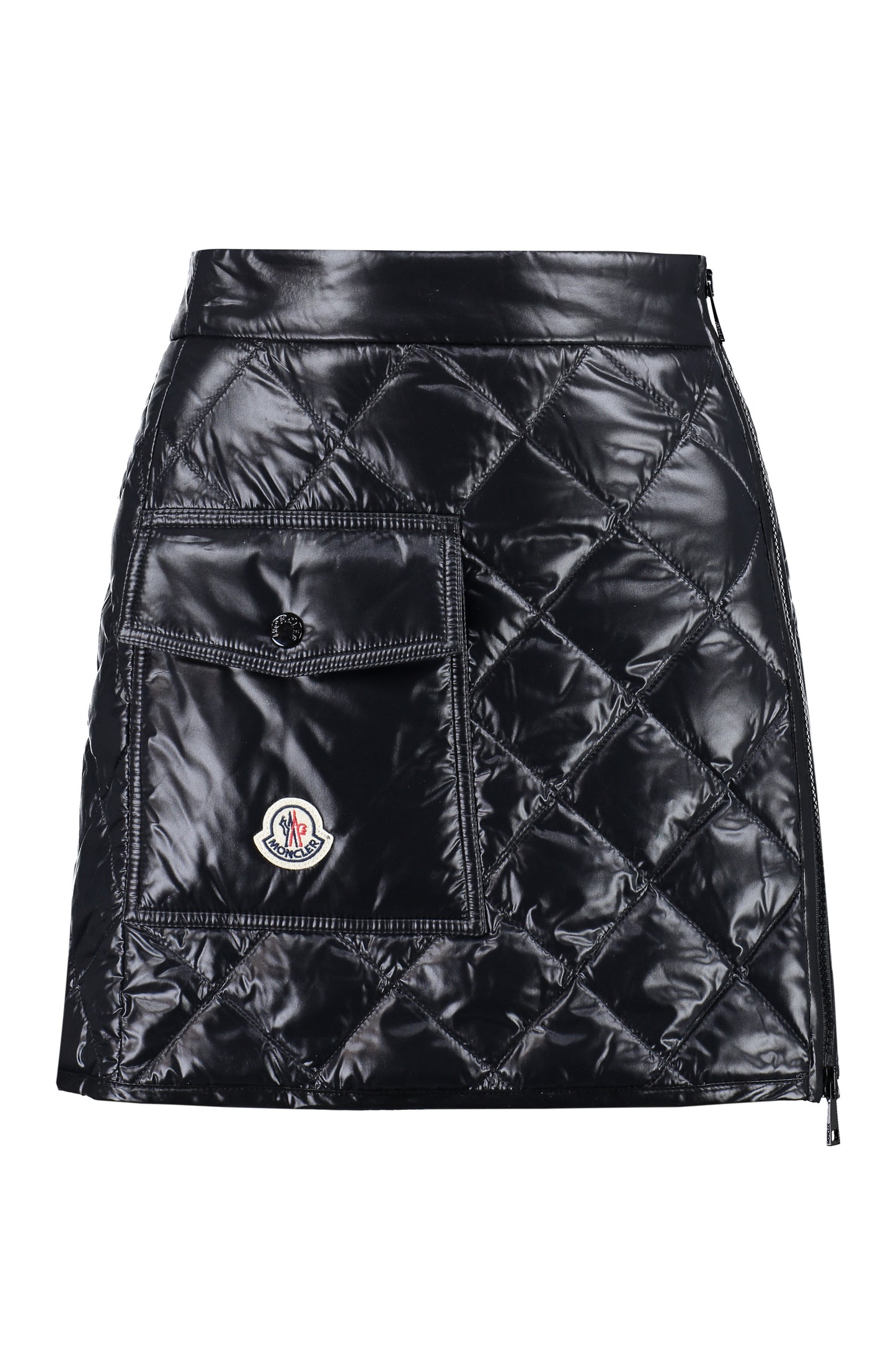 Padded nylon mini skirt