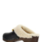 Le Maillon Clogs in Smooth Leather and Shearling - Noir