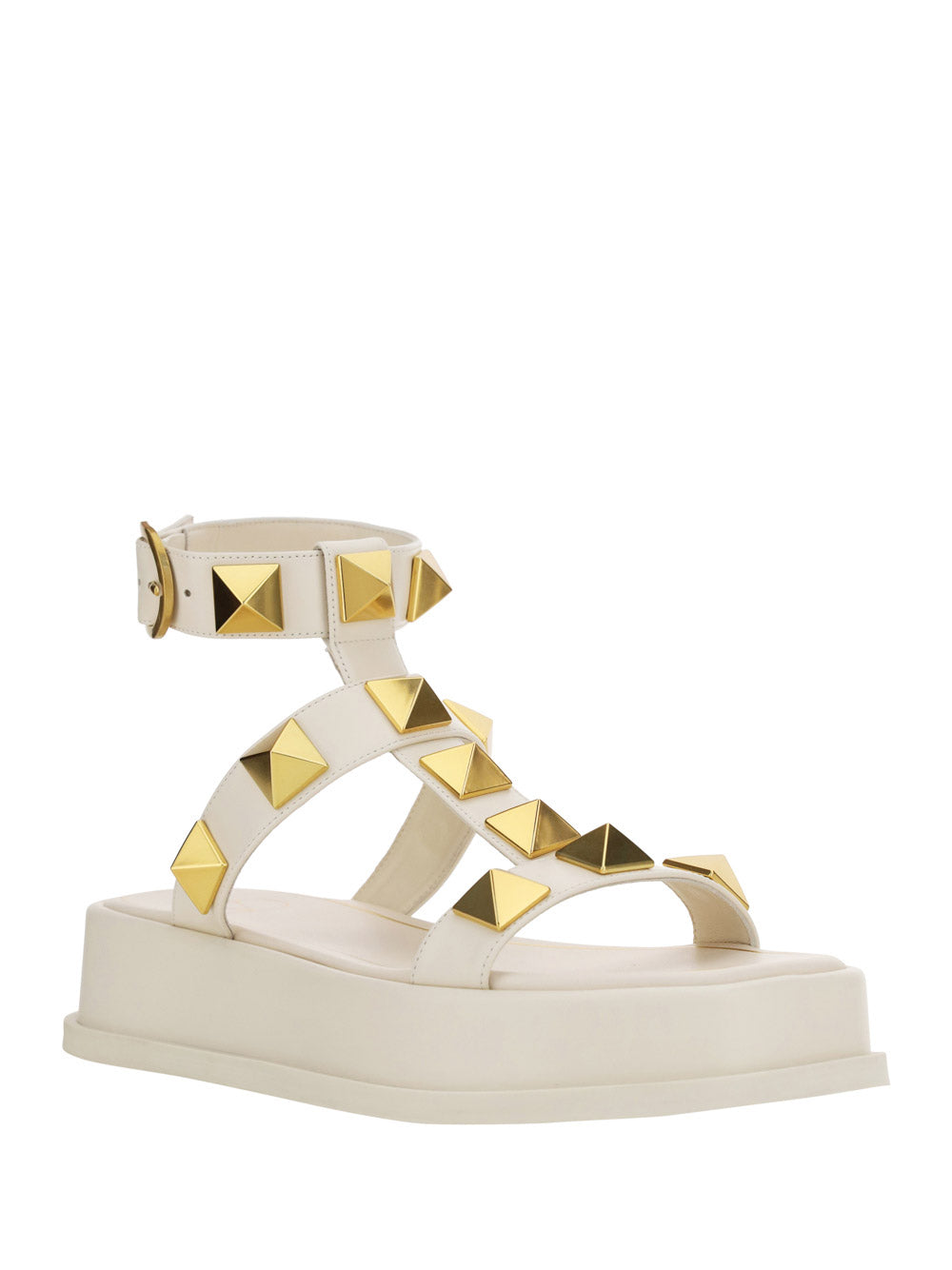 Roman Stud Calfskin Flatform Sandal 40MM - Ivory