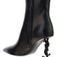 Opyum Booties in Leather with Heel - Black