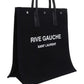 Rive Gauche N/S Tote Bag In Printed Canvas And Leather - Black