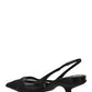 Mesh Fabric Slingback Pumps - Black