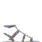 Rockstud Flat Calfskin Sandal with Straps - Azure