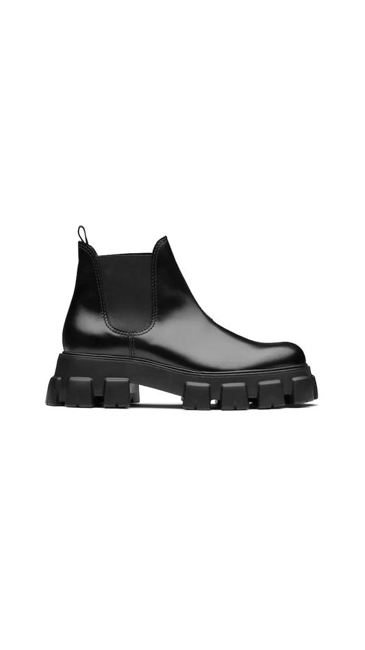 Monolith Brushed Leather Chelsea Man Boots - Black.