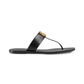 Leather Thong Sandal with Double G - Black