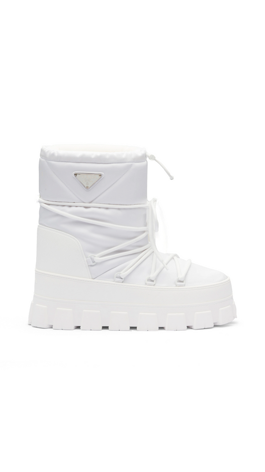 Nylon Gabardine Après Ski Booties - White
