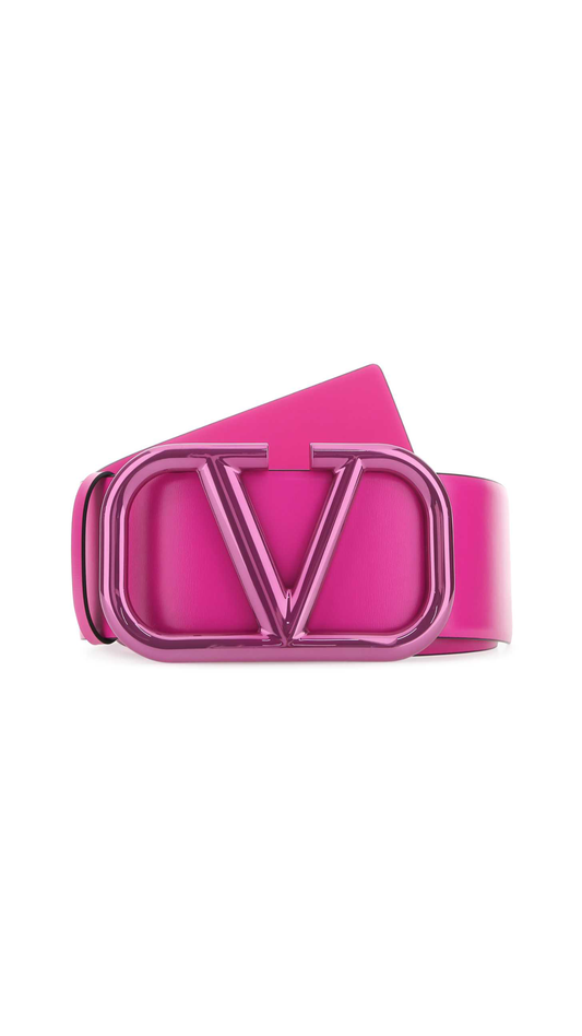 Vlogo Signature Belt in Glossy Calfskin 70mm - Pink PP