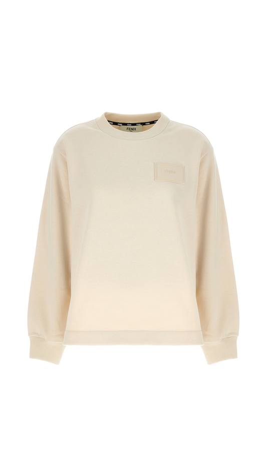 Logo Patch Jersey Sweatshirt - Beige