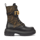 Fendigraphy FF Canvas and Leather Boots - Brown/Black