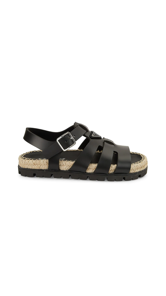 Espadrille Fisherman Sandals - Black
