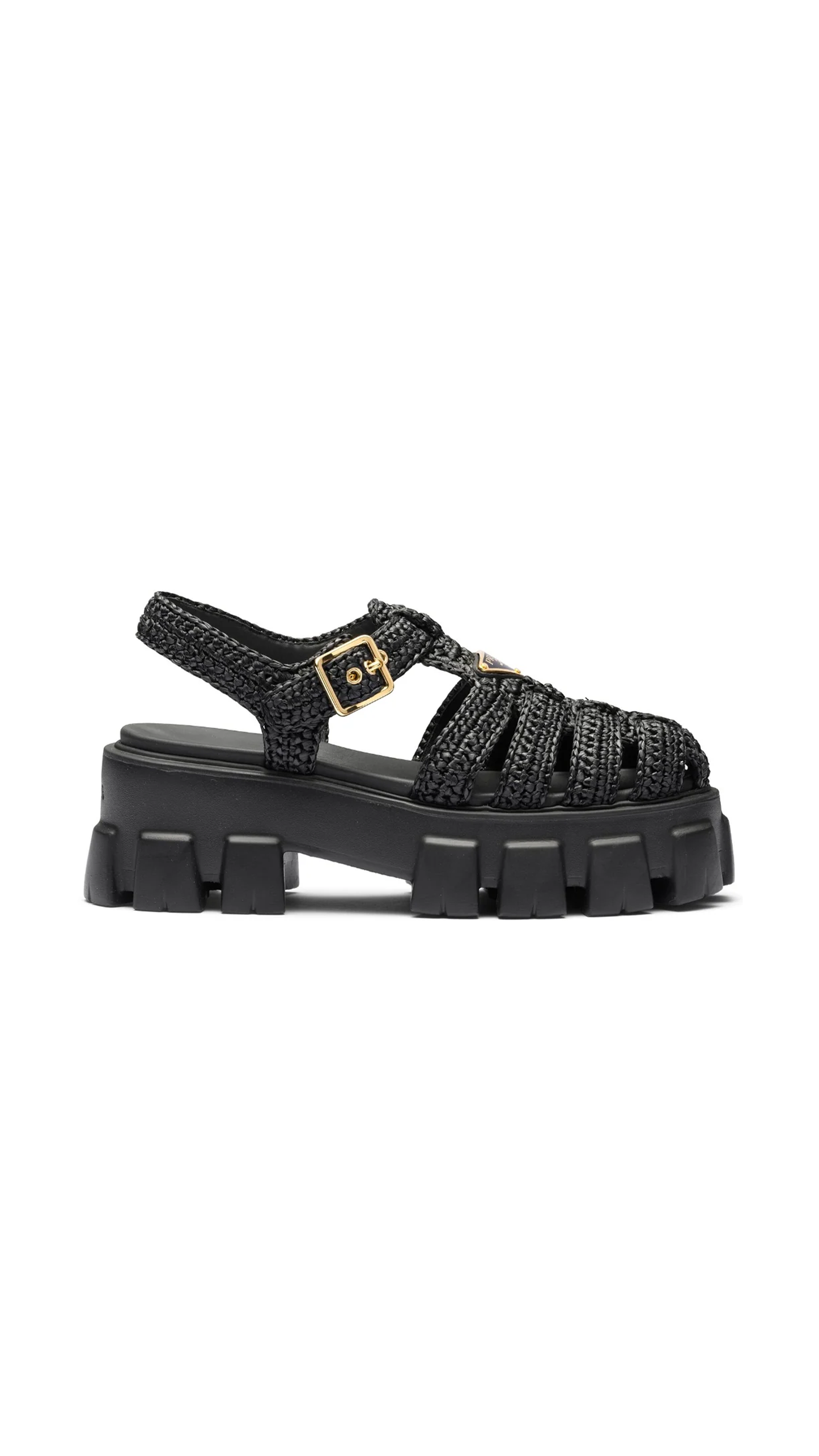 Monolith Raffia Fisherman Sandals - Black