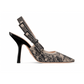 J'Adiore Slingback Pumps in Embroidered with Plan de Paris Motif - Beige/Black