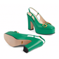 High Heel Pump - Green Leather