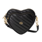 Interlocking G Mini Heart Shoulder Bag - Black
