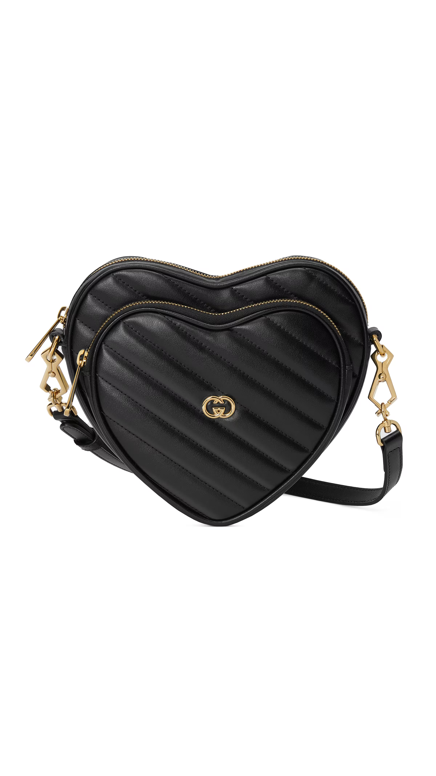 Interlocking G Mini Heart Shoulder Bag - Black