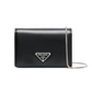 Brushed Leather Card Holder with Chain Strap - Black