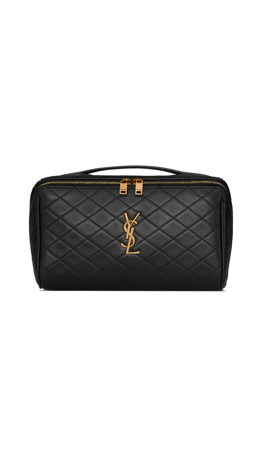 Gabby Vanity Case in Quilted Lambskin - Black