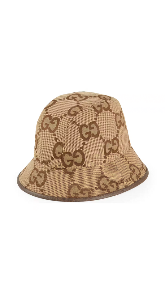 Jumbo GG canvas bucket hat - Camel/Ebony