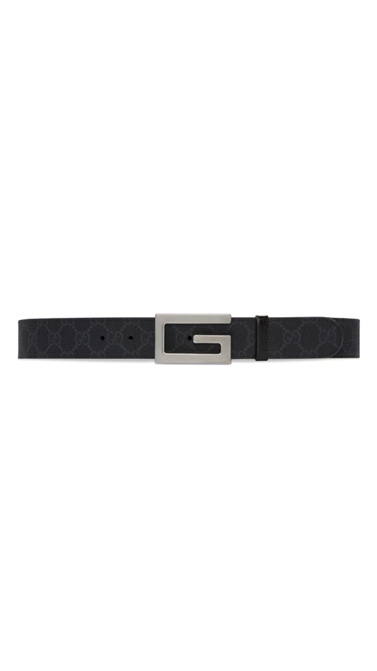 Reversible Belt with G Buckle - Black/Grey