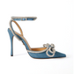 Crystal Double Bow Denim Slingback Pump - Blue