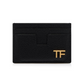 Grained Leather Card Holder - Black