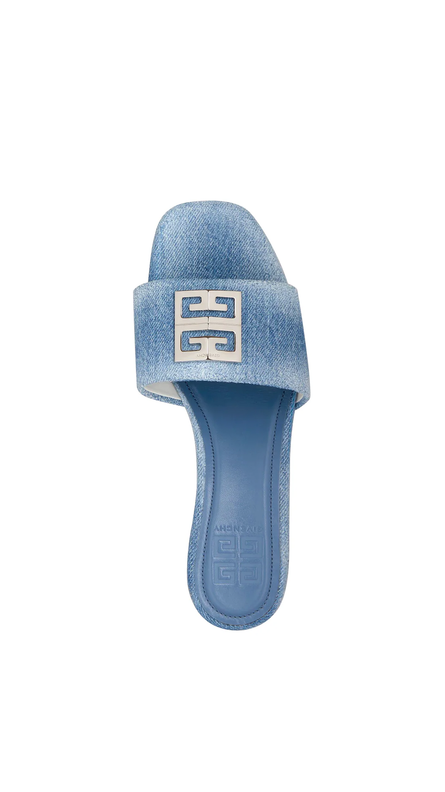 G4 Flat Mules in Washed Denim - Medium Blue