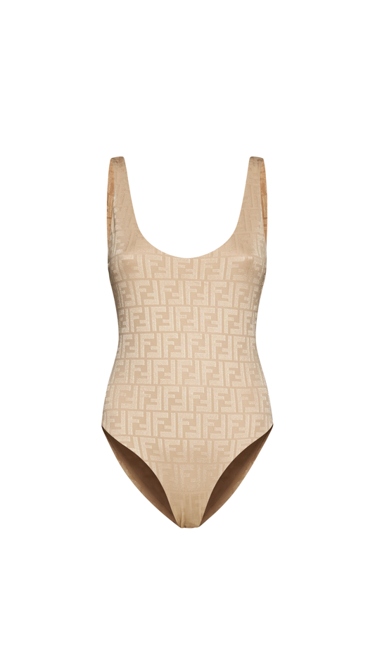 One-Piece Swimsuit in Lycra® - Beige