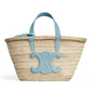Teen Triomphe Classic Panier in Palm Leaves and Calfskin - California Blue
