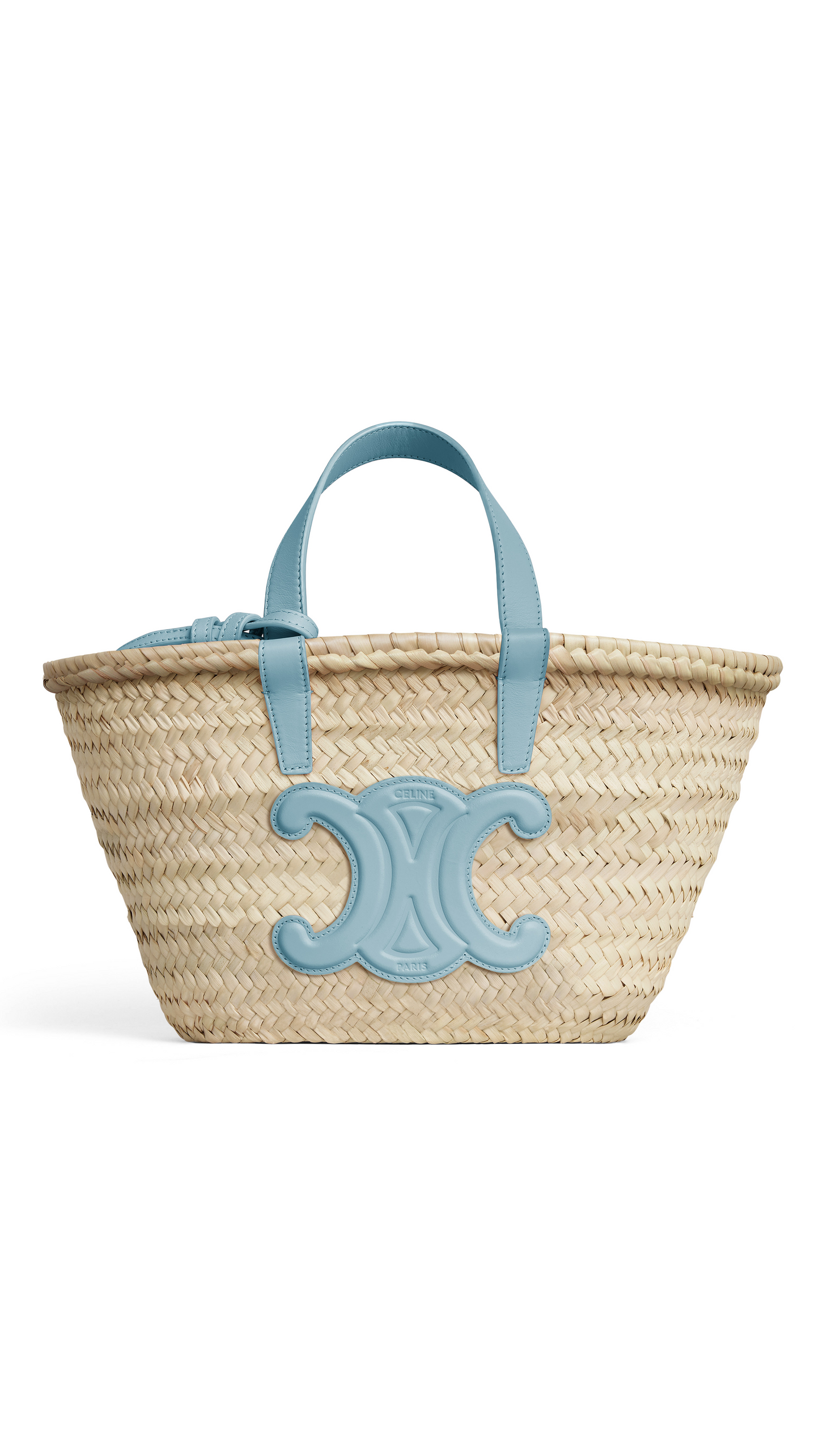Teen Triomphe Classic Panier in Palm Leaves and Calfskin - California Blue