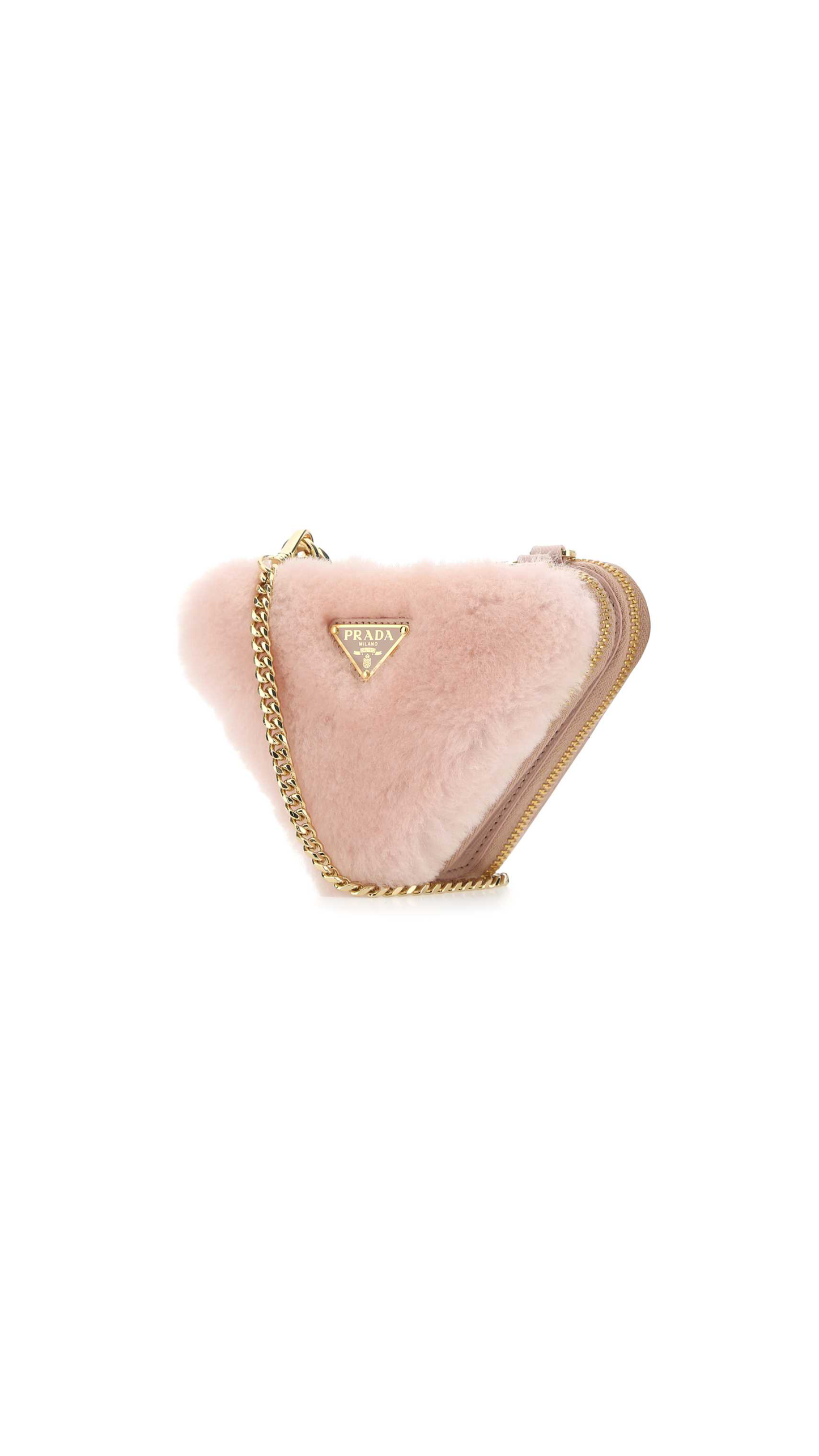 Shearling and Saffiano Leather Mini-pouch - Orchid Pink