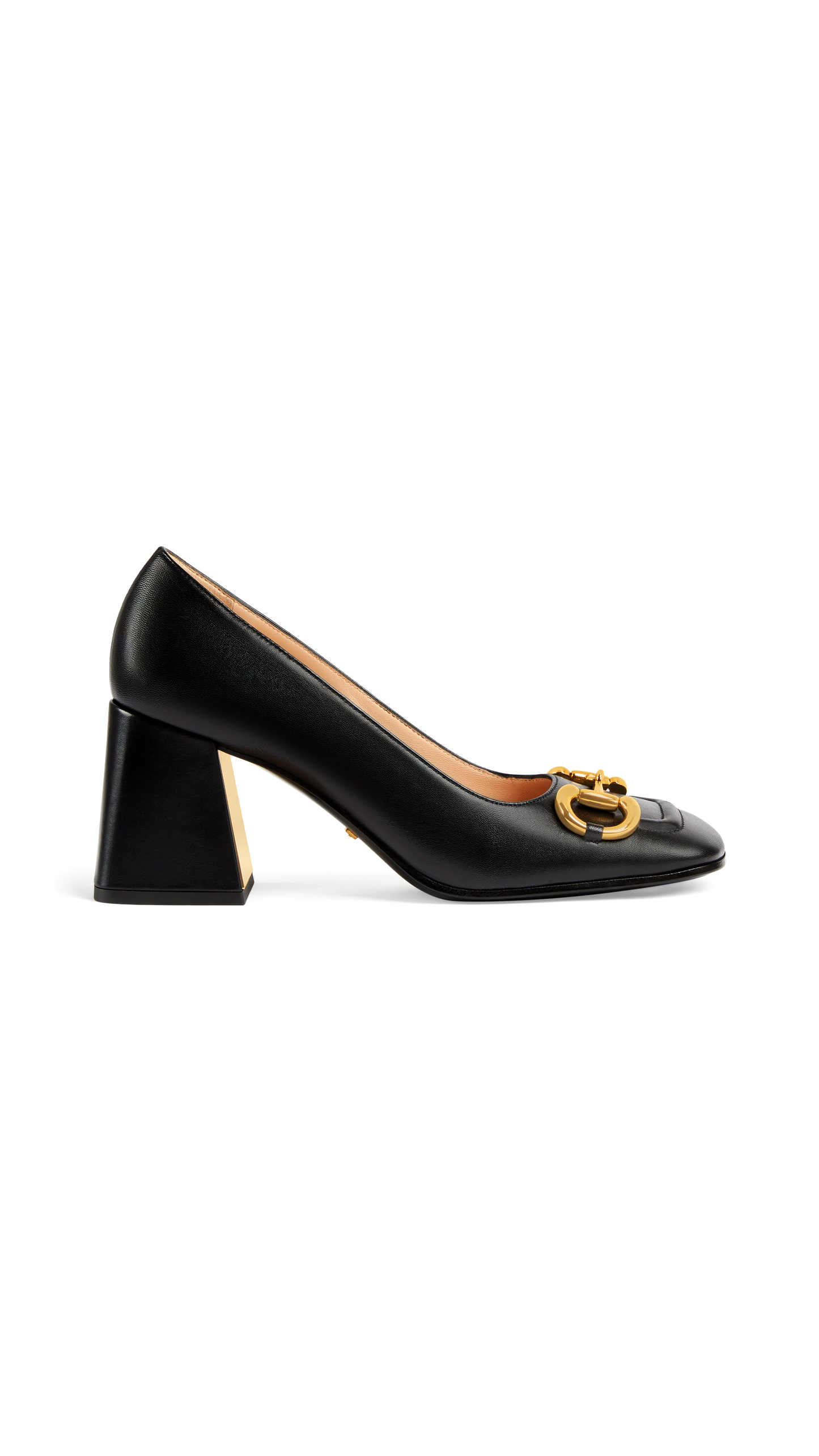 Mid-heel Pump with Horsebit - Black