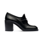 Brushed Leather High-heel Loafers - Black