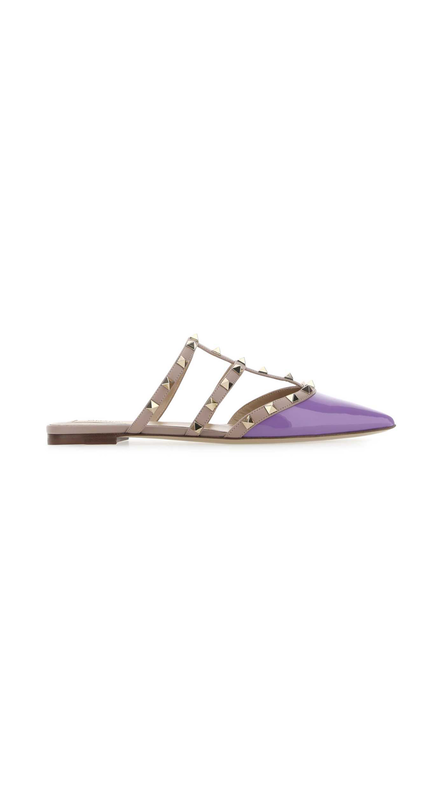 Rockstud Patent-Leather Mule - Lilac/Poudre