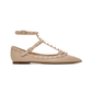 Rockstud Ballet Flat With Straps and Tonal Studs - Poudre