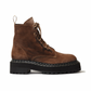 Suede Lug Sole Platform Combat Boots - Dark Brown