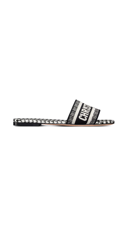 Dway Micro-Houndstooth Slide - Black/White