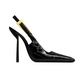 Lee Slingback Pumps in Crocodile Embossed Leather - Black