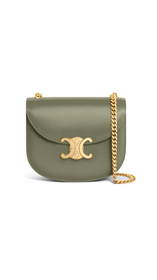 Teen Chain Besace Clea Bag in Shiny Calfskin - Soft Khaki