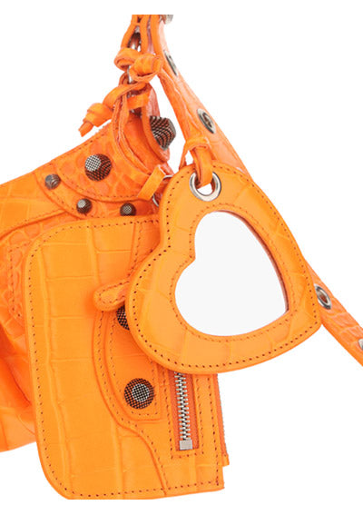Le Cagole XS Shoulder Bag Crocodile Embossed - Orange