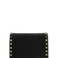 Rockstud Grainy Calfskin Chain Pouch - Black.